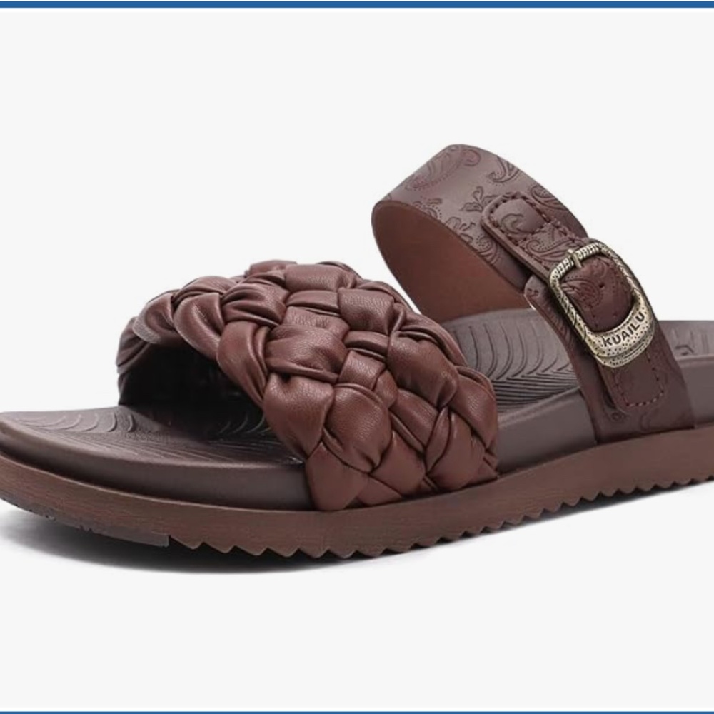 KuaiLu Womens Brown Leather Sandals, Size 9, NWOT